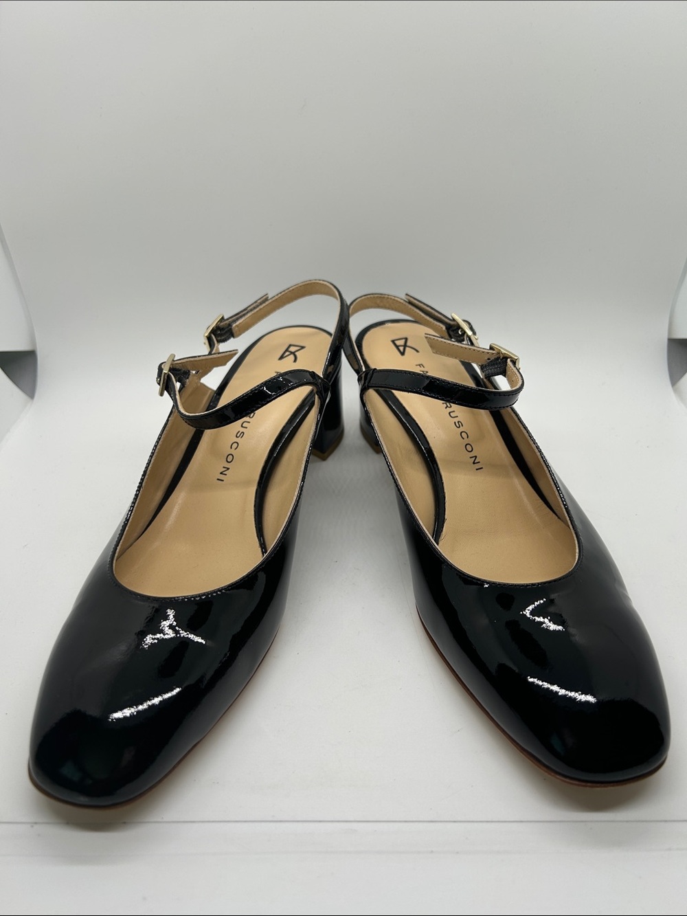 Fabio Rusconi Black Patent Square Toe Slingback Heels Shoes **Size 39/US 9**š„š„ - Picture 3 of 8